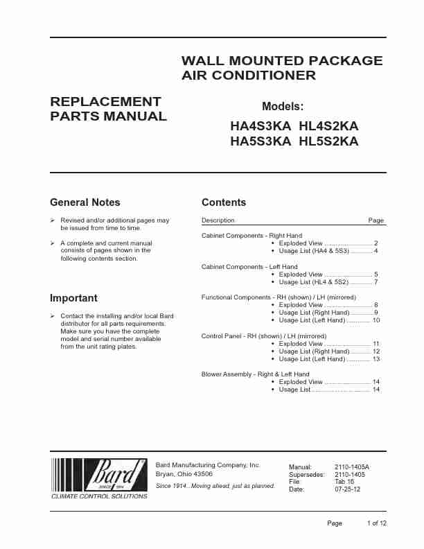 Bard Air Conditioner HL4S2KA-page_pdf
